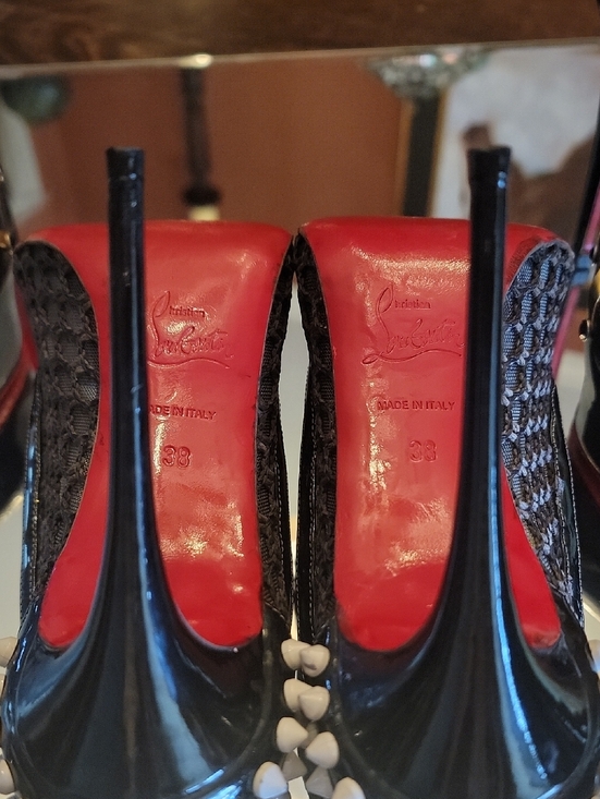 Christian Louboutin Guni Pump Black Patent Leather,Net With White Spikes 100 main image 0
